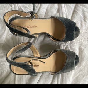 Zigisoho Light Blue Velvet Wedge